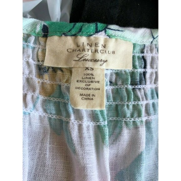 Charter Club Luxury Linen Tunic Blouse Lace XS Extra Small Boho Lagenlook Floral - Picture 4 of 7